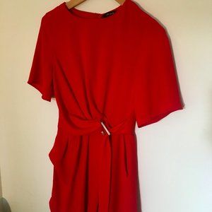 Zara Red Short Jumpsuit with front silver clasp